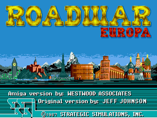 Roadwar Europa title screen for Amiga